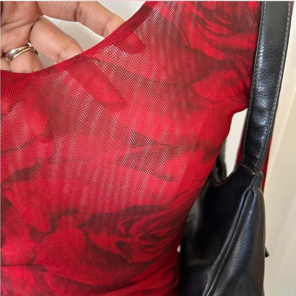 Vintage Y2K Therapy by Cheryl Taylor Red floral mesh top fairy grunge - Picture 8 of 9